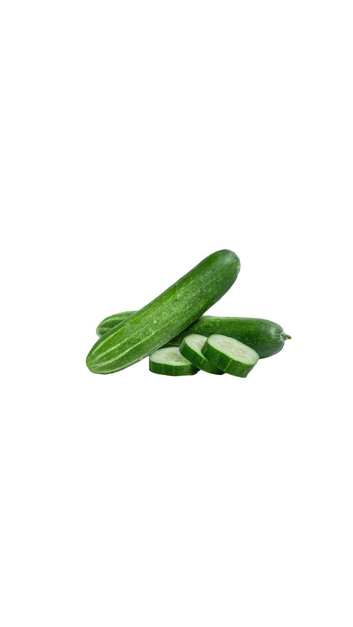 Fresh Spacemaster 80 cucumbers, whole and sliced, showcasing compact size and excellent flavor for salads, snacking, and pickling.