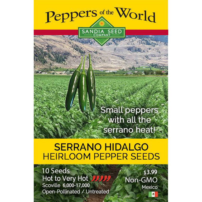 Serrano Hidalgo Seeds - Hot Mexican Peppers - Salsa & Pickling