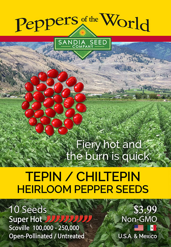Heirloom Tepin Chile Pepper Seed packet chiltepin fiery hot chiletepin Peppers of the World