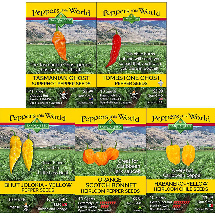Death-Defying Super Hot Pepper Seeds - 5-Pack Discount Sale - Extreme Heat!