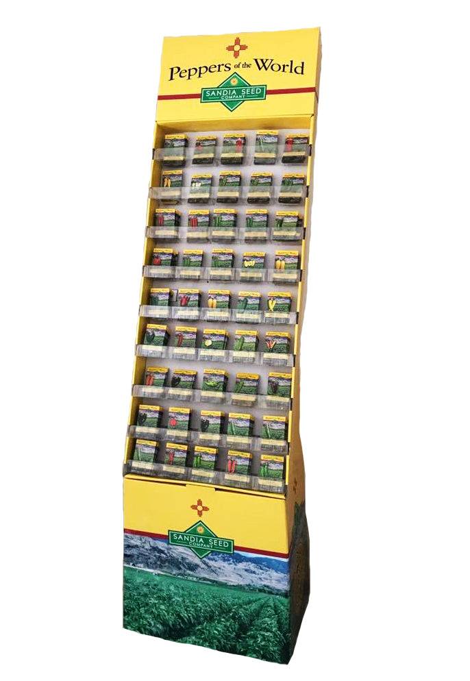 Pepper and Tomato Assortment - Wholesale Pack with 270 seed packets in a branded floor display stand, ideal for garden centers and retailers.