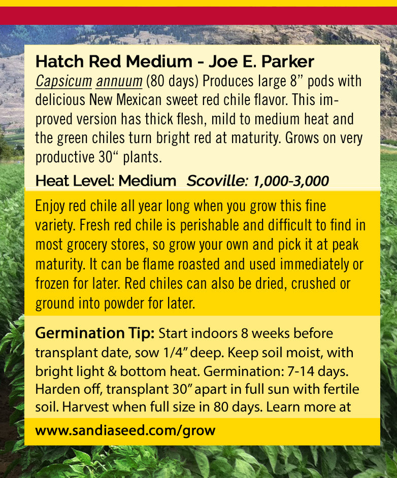 Hatch Red Medium - Joe E. Parker Chile Seeds - Sandia Seed Company