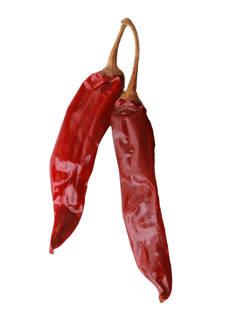 Dried Hatch Red Hot Sandia Hot chile peppers with glossy red skin. Non-GMO seeds ideal for hot climates and red chile powder production.
