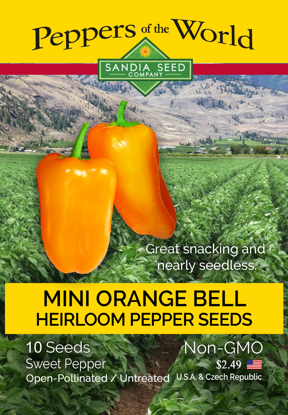 Lunchbox Orange Bell Sweet Pepper Seeds - Sandia Seed Company