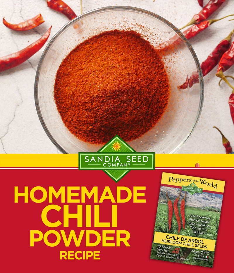 Homemade Chili Powder Recipe - bowl of powder with dried peppers

