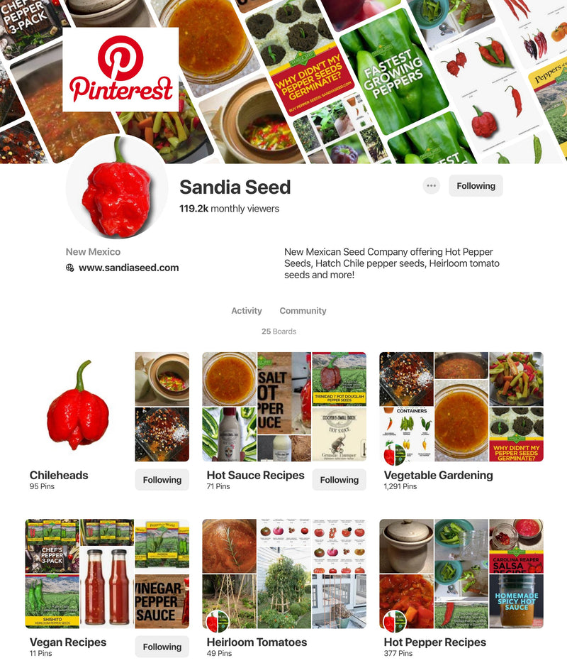 Sandia Seed on Pinterest, Instagram & Facebook 

