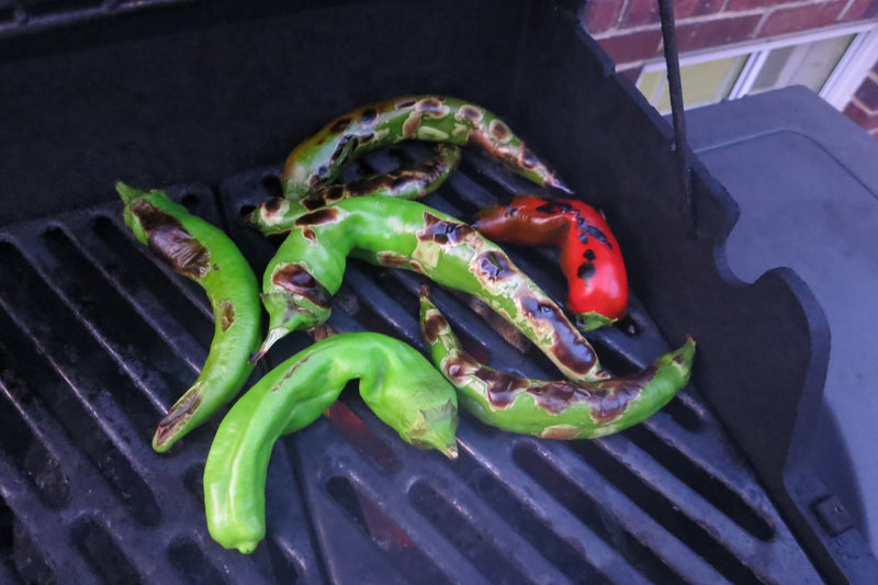 Red Chile is Green Chile: Green chiles ripen to red chiles, both stages of ripeness shown here on a grill