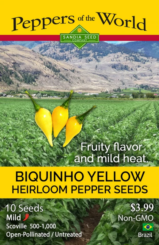Brazilian Pepper Seeds - Biquinho Yellow Heirloom Pepper from Sandia Seed