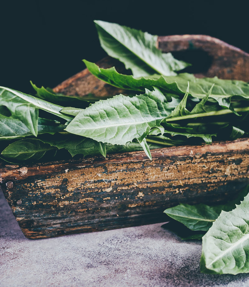 Spicy Dandelion Greens Recipe - dandelion greens on cutting board

