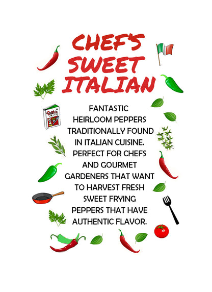 Chef's Sweet Italian Pepper 3-Pack: Cubanelle, Jimmy Nardello, and Marconi Red Seeds - 15% Off