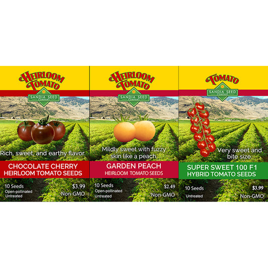 Cherry Tomato Trio Seed Bundle - 3-Pack Discount Sale - Easy to Grow - Heirloom Flavors