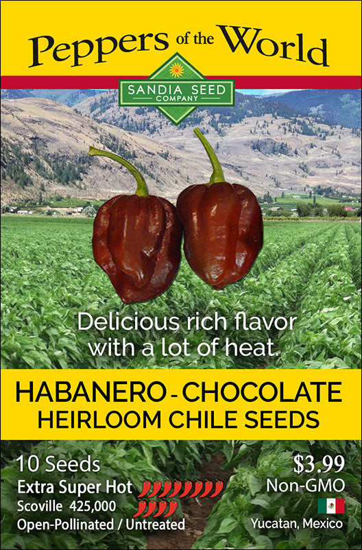 Heirloom Chocolate Habanero Heirloom Pepper Seed packet rich flavor high heat brown chile