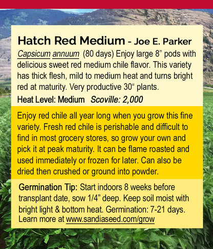 Hatch Red Medium - Joe E. Parker Chile Seeds - Popular Heirloom with Great Flavor