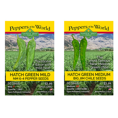 Hatch Seeds Starter 2-Pack Bundle - Discount Sale - Hatch Green Mild and Hatch Green Medium Seeds