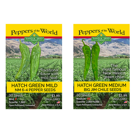Hatch Seeds Starter 2-Pack Bundle - Discount Sale - Hatch Green Mild and Hatch Green Medium Seeds