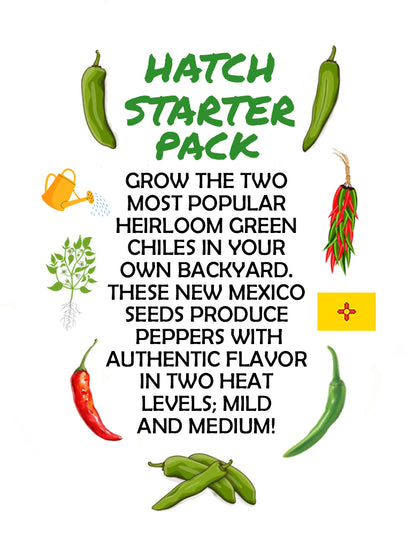 Hatch Seeds Starter 2-Pack Bundle - Discount Sale - Hatch Green Mild and Hatch Green Medium Seeds