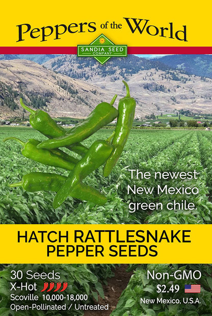 Hatch Green Rattlesnake X-Hot Chile Seed packet new extra hot flavor