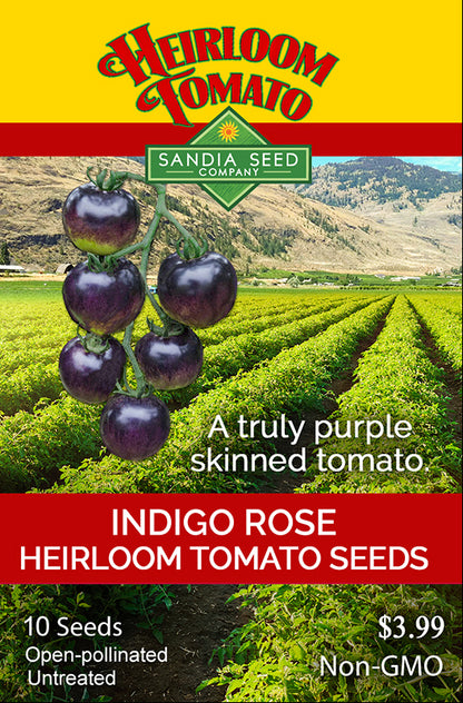 Indigo Rose Tomato Seed packet purple skin anthocyanin