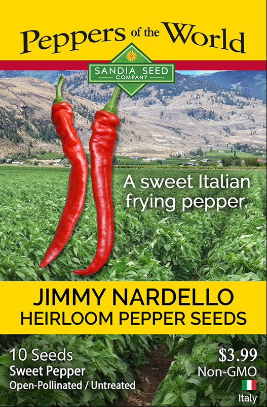 Heirloom Jimmy Nardello Pepper Seed packet red sweet pepper chile Italian