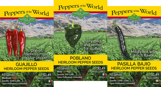 Mexican Flavors/Holy Trinity 3 Pack - Guajillo, Pasilla & Poblano Seeds 15% Off