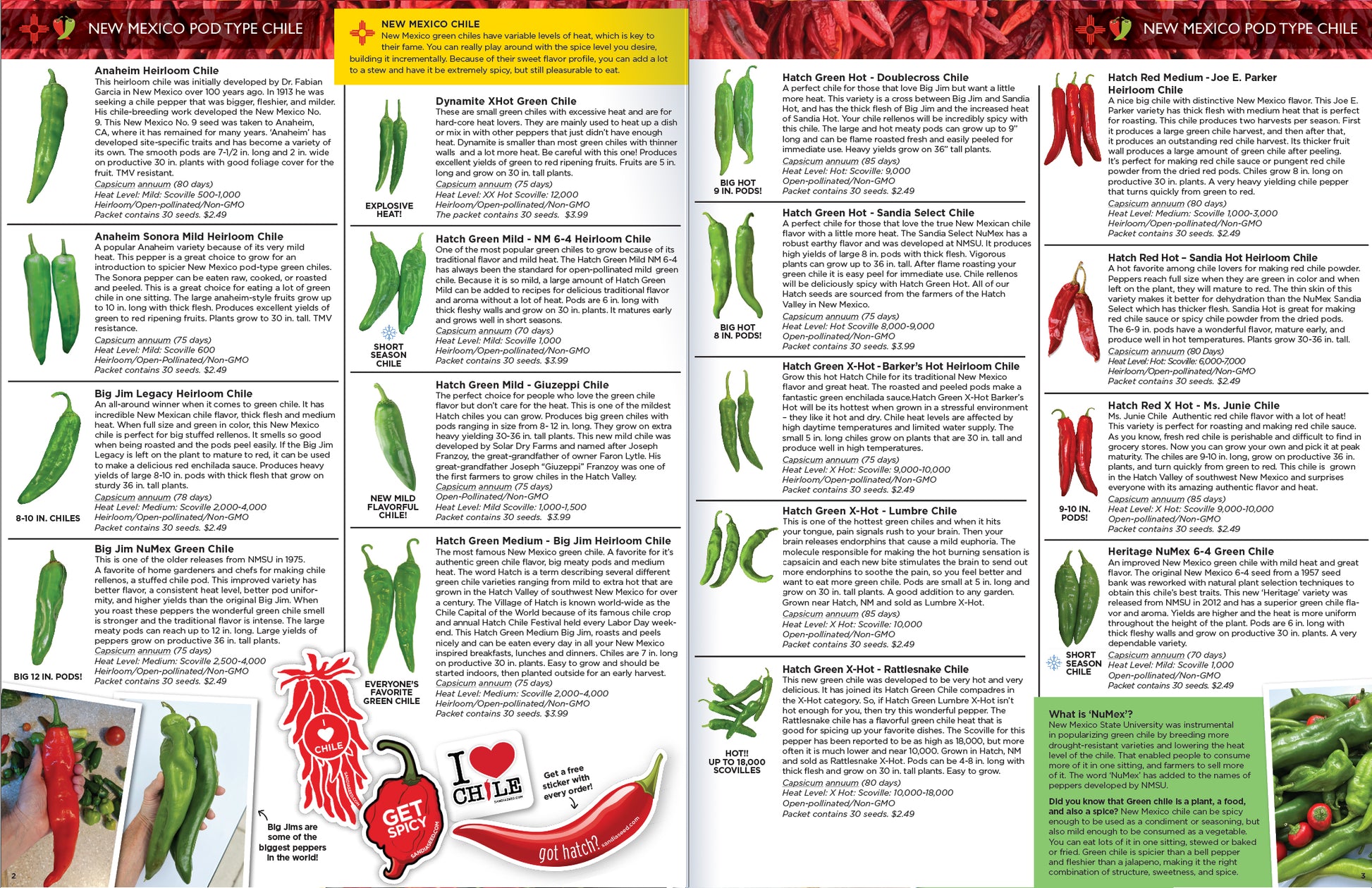 2026 Seed Catalog with Peppers of the World from Sandia Seed - Green Chile Seeds from New Mexico Spread