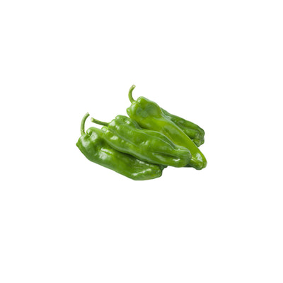 Fresh harvested Pepperoncini Golden Greek peppers with glossy green skin, ideal for pickling and growing from heirloom seeds.