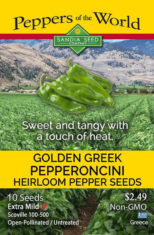 Heirloom Pepperoncini Pepper Seed packet very mild tangy Greece golden greek