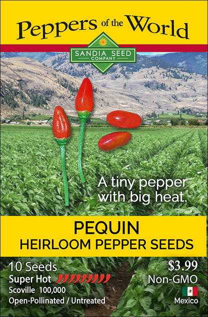 Heirloom Pequin Pepper Seed Packet red super hot Texas