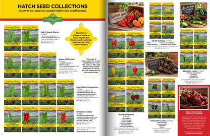 Sandia Seed Catalog - Bundles Spread with Hatch Chile Seeds and other pepper seed gift sets