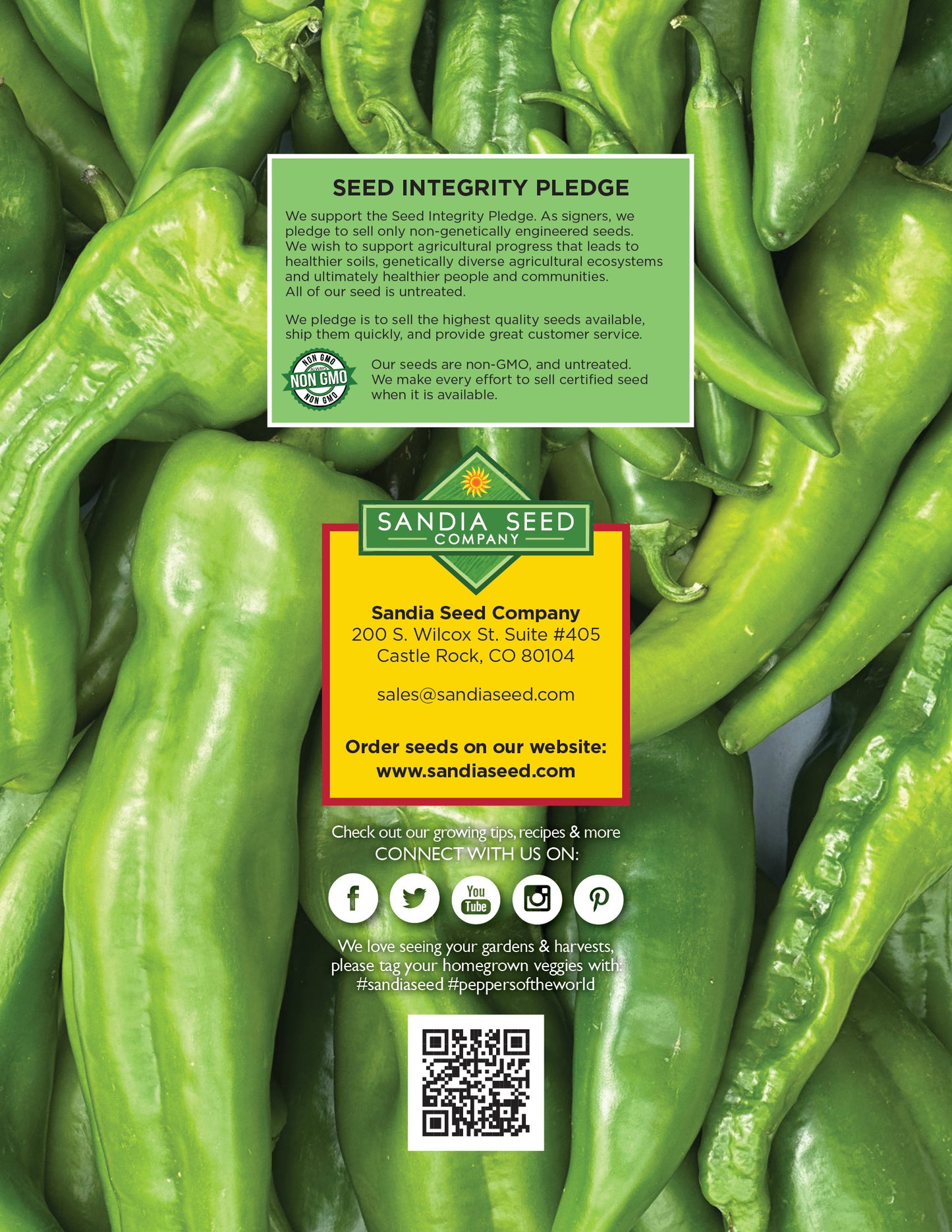 2026 Seed Catalog with Peppers of the World from Sandia Seed - Back Cover