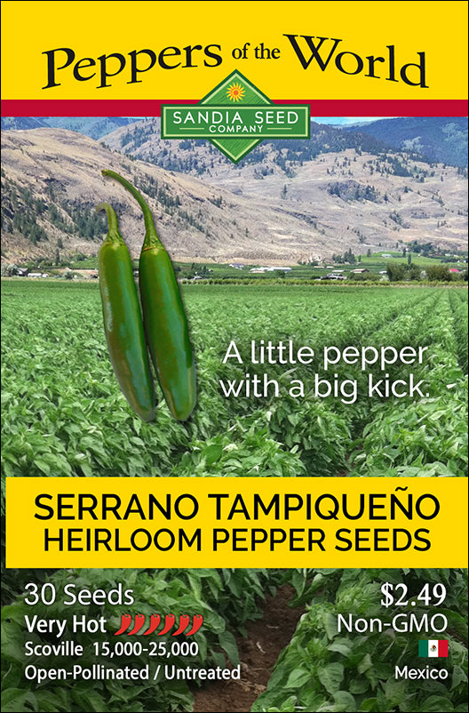 Heirloom Serrano Tampiqueno Pepper Seed Packet Very Hot Popular Mexican Chile