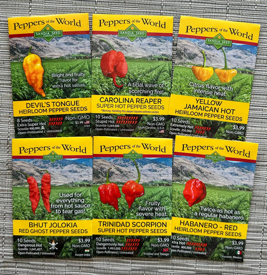 Sizzling Hot Peppers Seeds 6-Pack