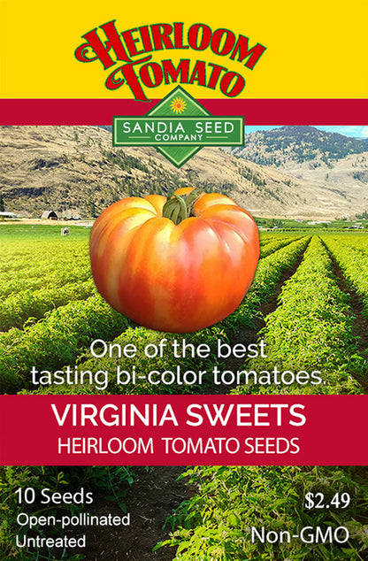 Heirloom Virginia Sweets Tomato Seed packet beefsteak bi-color yellow and orange great taste
