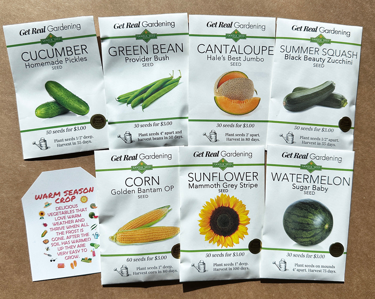 Warm-Season Vegetable Seeds - Discount Bundle Deal with 7 Seed Packets - ON SALE