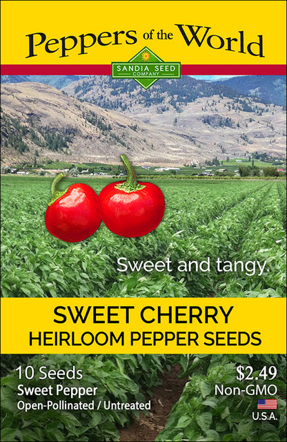 Heirloom Sweet Red Cherry Pepper Seed packet sweet and tangy red 