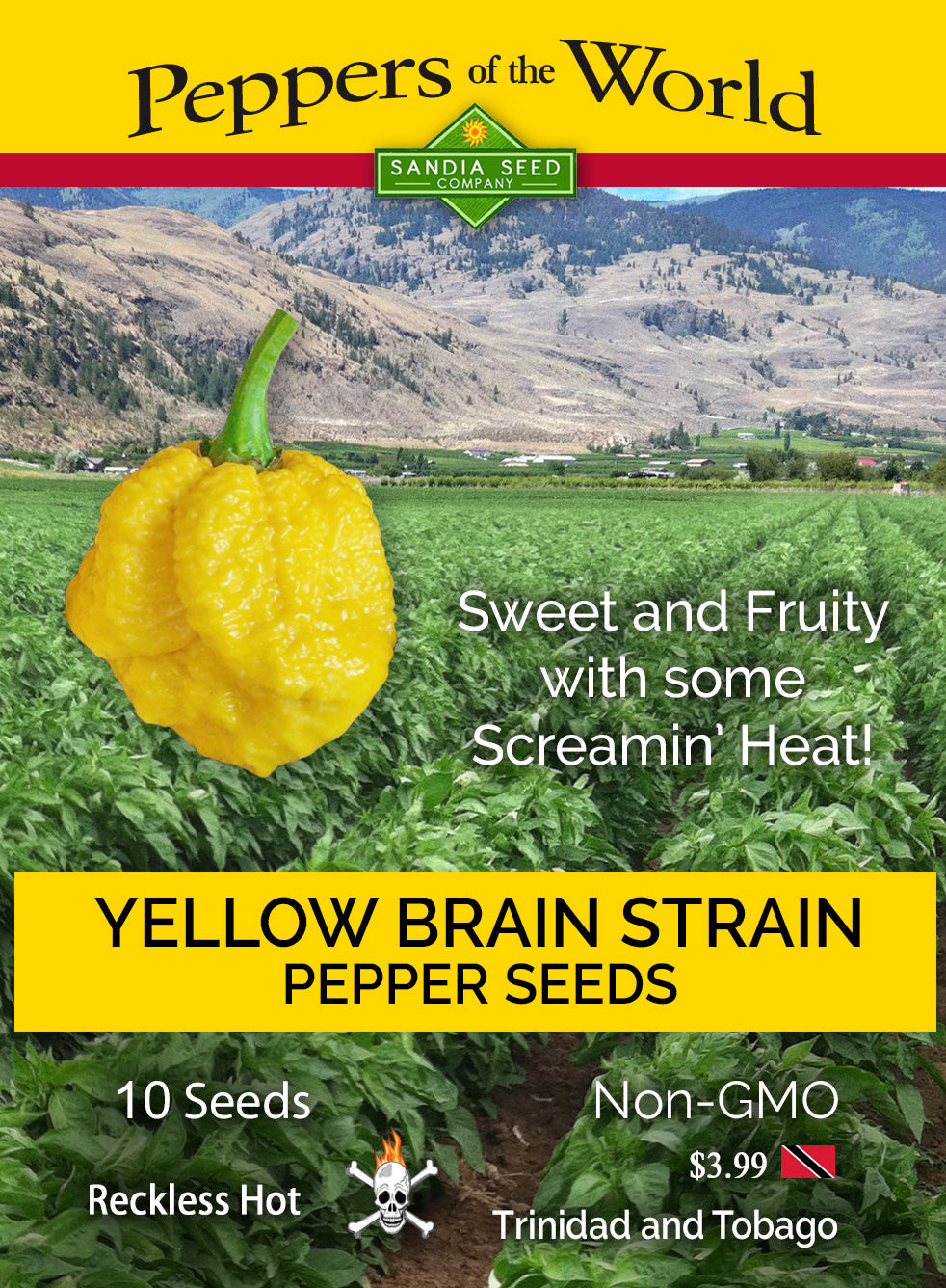 Yellow Brain Strain / Yellow 7 Pot Pepper Seeds - Sandia Seed Company
